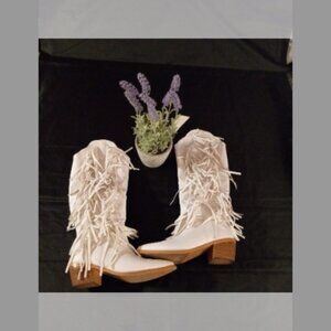 White Fringe Boots